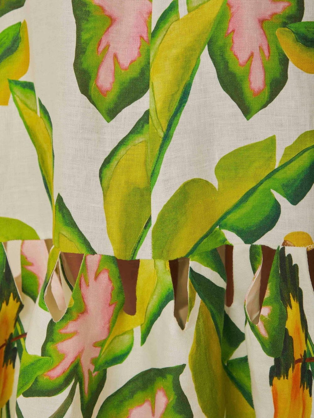 Farm Rio Off-White Summer Foliage Midi Dress Tropical Floral - Picture 4 of 4